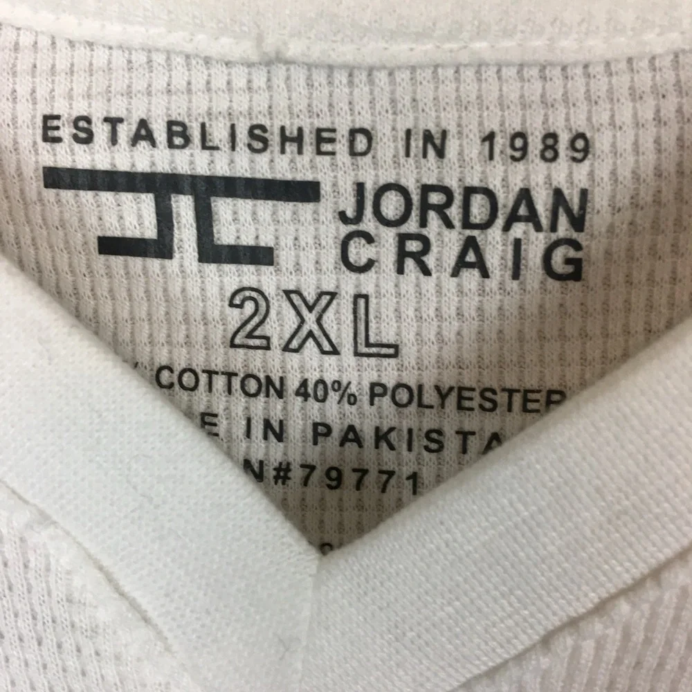 NWT Jordan Craig Cotton Blend V-neck Knit Pullover  Thermal Shirt White Sz 2XL